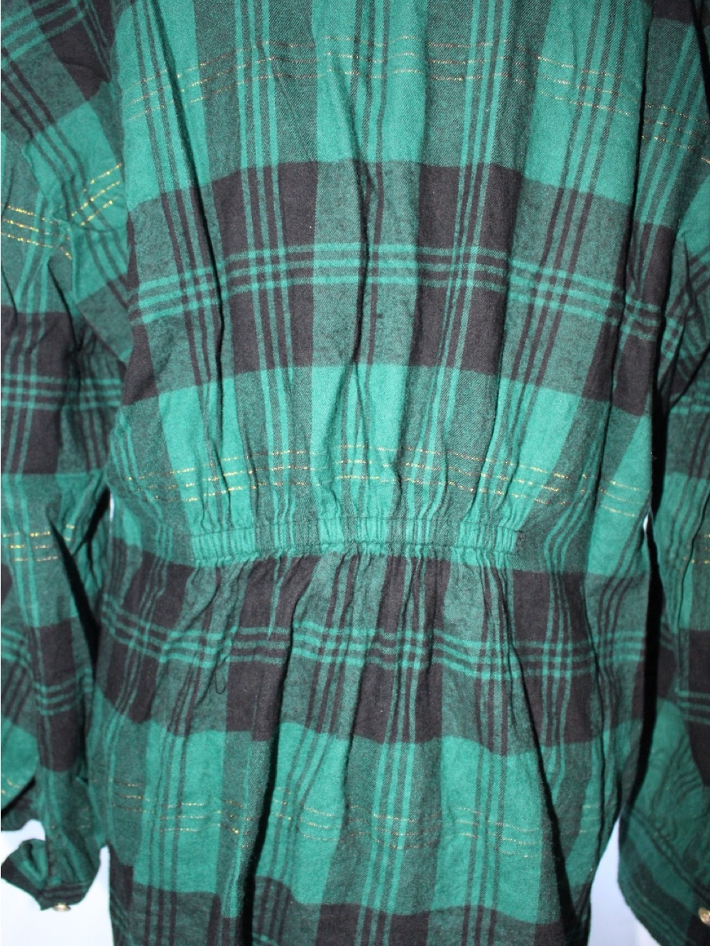 Lane Bryant Women’s Green Plaid Button-Up Drawstring Top - Picture 6 of 11